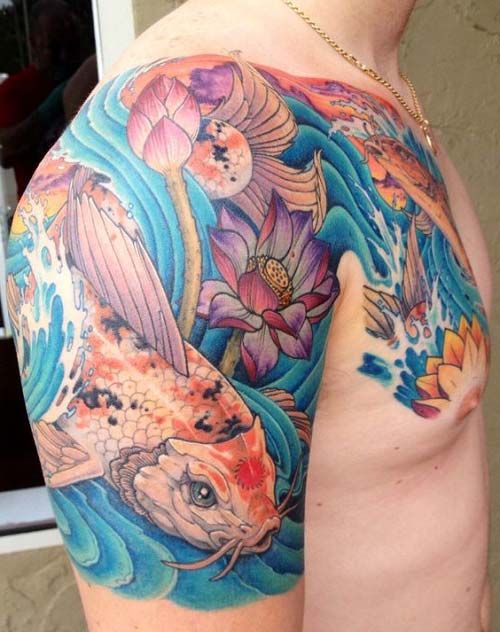 58 Classic Koi Fish Shoulder Tattoos