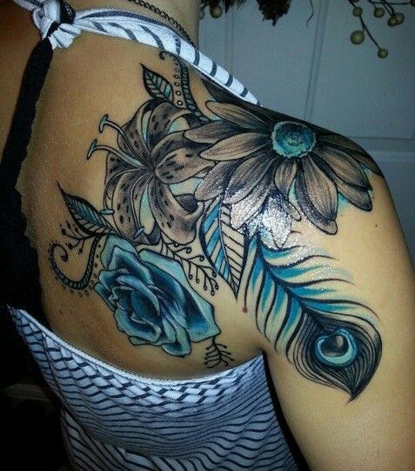 43 Cool Feather Shoulder Tattoos