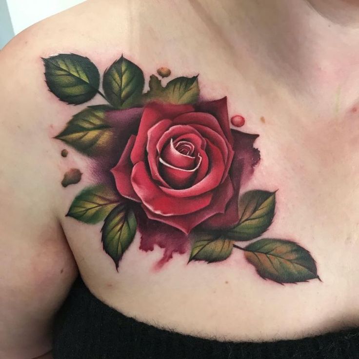 31 Best Rose Tattoo On Chest Pics