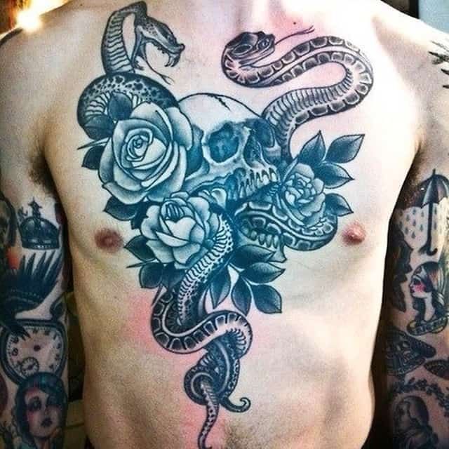 65 Dazzling Badass Chest Tattoo Photos